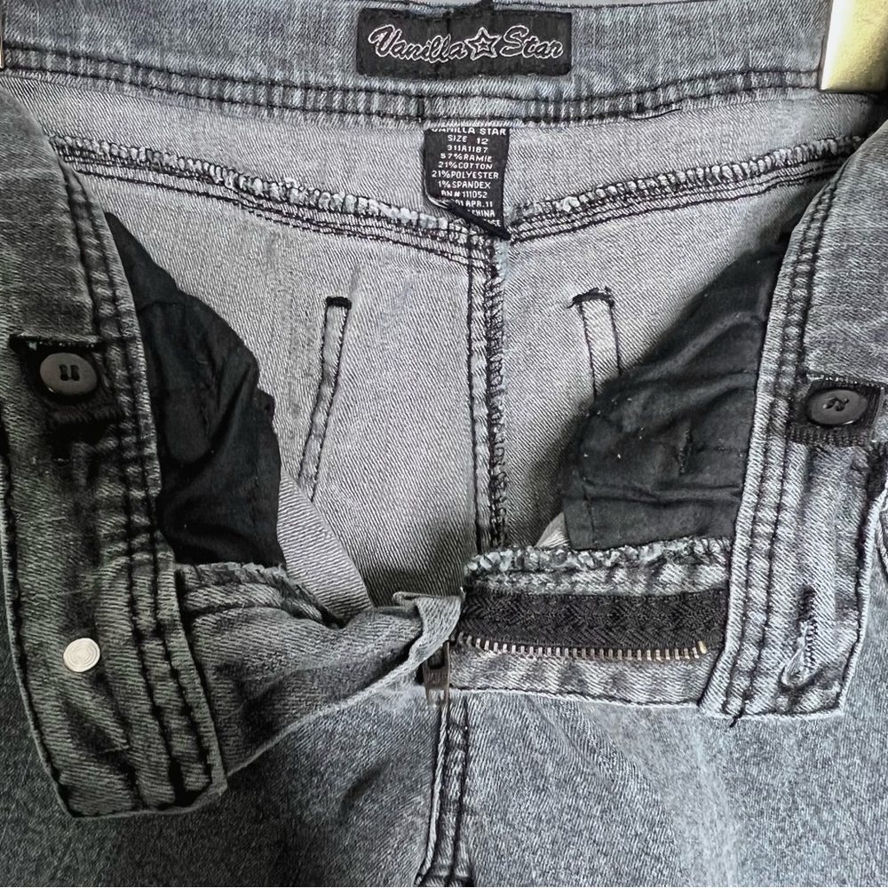 Vanilla Star Y2K Acid Wash Crackle Skinny Denim Jeans Girls 12 - Picture 8 of 9